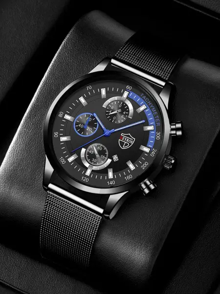 Luxusuhr Chronograph auf dunklem Leder